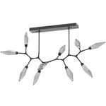 Rock Crystal Modern Branch Chandelier - Matte Black / Chilled Smoke