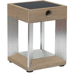 Blade Outdoor Solar Portable Table Lamp - Weathered Teak / Anodized Aluminum