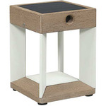 Blade Outdoor Solar Portable Table Lamp - Weathered Teak / White