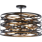 Vortic Flow Convertible Pendant / Semi Flush - Dark Bronze / Mosaic Gold