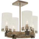 Bridlewood Semi Flush Ceiling Light - Stone Grey / Brushed Nickel / Clear Seeded