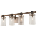 Bridlewood Bathroom Vanity Light - Stone Grey / Brushed Nickel / Clear Seeded