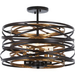 Vortic Flow Convertible Pendant / Semi Flush - Dark Bronze / Mosaic Gold