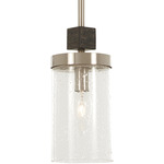 Bridlewood Mini Pendant - Stone Grey / Brushed Nickel / Clear Seeded