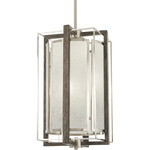 Tysons Gate 4 Light Pendant - Brushed Nickel / Shale Wood / White Iris