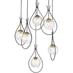 Cody Multi Light Pendant - Coal / Soft Brass / Clear