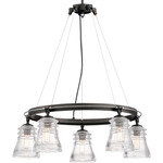 Graham Avenue Chandelier - Smoked Iron / Brushed Nickel / Clear