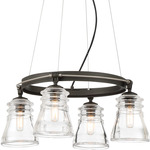 Graham Avenue Chandelier - Smoked Iron / Brushed Nickel / Clear