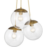 Auresa Multi Light Pendant - Soft Brass / Clear