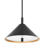 Brianna Pendant - Black / Gold Leaf / Etched Glass