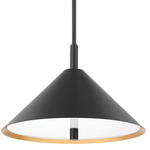 Brianna Pendant - Black / Gold Leaf / Etched Glass