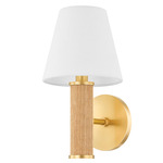 Amabella Wall Sconce - Aged Brass / Grasscloth / Off White