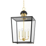 June Chandelier - Aged Brass / Black / Clear