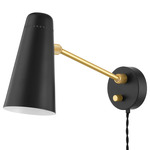 Alex Plug-In Wall Light - Aged Brass / Black