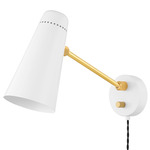 Alex Plug-In Wall Light - Aged Brass / White