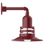 Atomic Straight Arm Outdoor Wall Light - Barn Red / Frosted