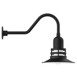 Atomic Gooseneck Outdoor Wall Light - Black / Frosted