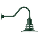 Atomic Gooseneck Outdoor Wall Light - Forest Green / Frosted