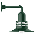 Atomic Straight Arm Outdoor Wall Light - Forest Green / Frosted