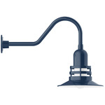 Atomic Gooseneck Outdoor Wall Light - Navy / Frosted