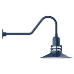 Atomic Gooseneck Outdoor Wall Light - Navy / Frosted