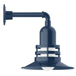 Atomic Straight Arm Outdoor Wall Light - Navy / Frosted