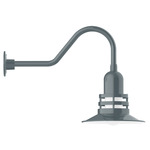 Atomic Gooseneck Outdoor Wall Light - Slate Gray / Frosted