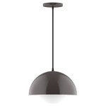 Axis Arcade Cord Hung Pendant with Glass Globe - Architectural Bronze / Opal