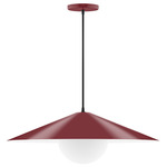Axis Vessel Cord Hung Pendant with Glass Globe - Barn Red / Opal