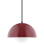 Axis Arcade Cord Hung Pendant with Glass Globe - Barn Red / Opal