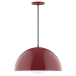 Axis Arcade Cord Hung Pendant with Glass Globe - Barn Red / Opal