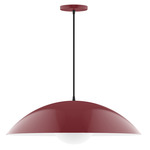Axis Plateau Cord Hung Pendant with Glass Globe - Barn Red / Opal