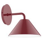 Axis Cone Curved Arm Wall Light - Barn Red
