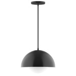 Axis Arcade Cord Hung Pendant with Glass Globe - Black / Opal