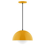 Axis Arcade Cord Hung Pendant with Glass Globe - Bright Yellow / Opal