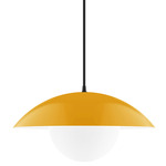 Axis Plateau Cord Hung Pendant with Glass Globe - Bright Yellow / Opal
