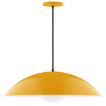 Axis Plateau Cord Hung Pendant with Glass Globe - Bright Yellow / Opal