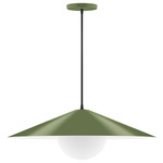 Axis Shallow Cone Globe Pendant - Fern Green / Opal