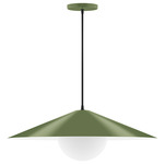 Axis Vessel Cord Hung Pendant with Glass Globe - Fern Green / Opal