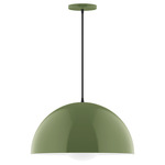 Axis Arcade Cord Hung Pendant with Glass Globe - Fern Green / Opal