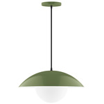 Axis Plateau Cord Hung Pendant with Glass Globe - Fern Green / Opal