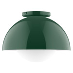 Axis Arcade Ceiling Light with Glass Globe - Forest Green / Opal