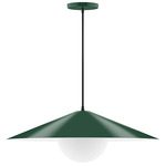 Axis Vessel Cord Hung Pendant with Glass Globe - Forest Green / Opal