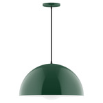 Axis Arcade Cord Hung Pendant with Glass Globe - Forest Green / Opal