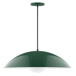Axis Plateau Cord Hung Pendant with Glass Globe - Forest Green / Opal