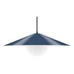 Axis Vessel Cord Hung Pendant with Glass Globe - Navy / Opal