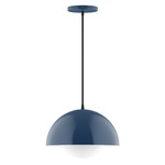 Axis Arcade Cord Hung Pendant with Glass Globe - Navy / Opal