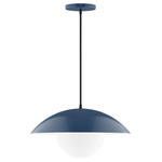 Axis Plateau Cord Hung Pendant with Glass Globe - Navy / Opal