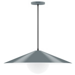 Axis Vessel Cord Hung Pendant with Glass Globe - Slate Gray / Opal
