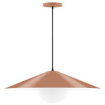 Axis Vessel Cord Hung Pendant with Glass Globe - Terracotta / Opal